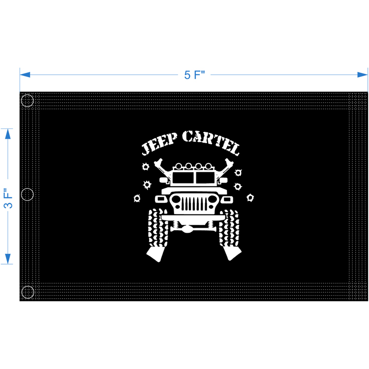 JC63F24A Jeep Cartel 6Seam/3Grommet Flag