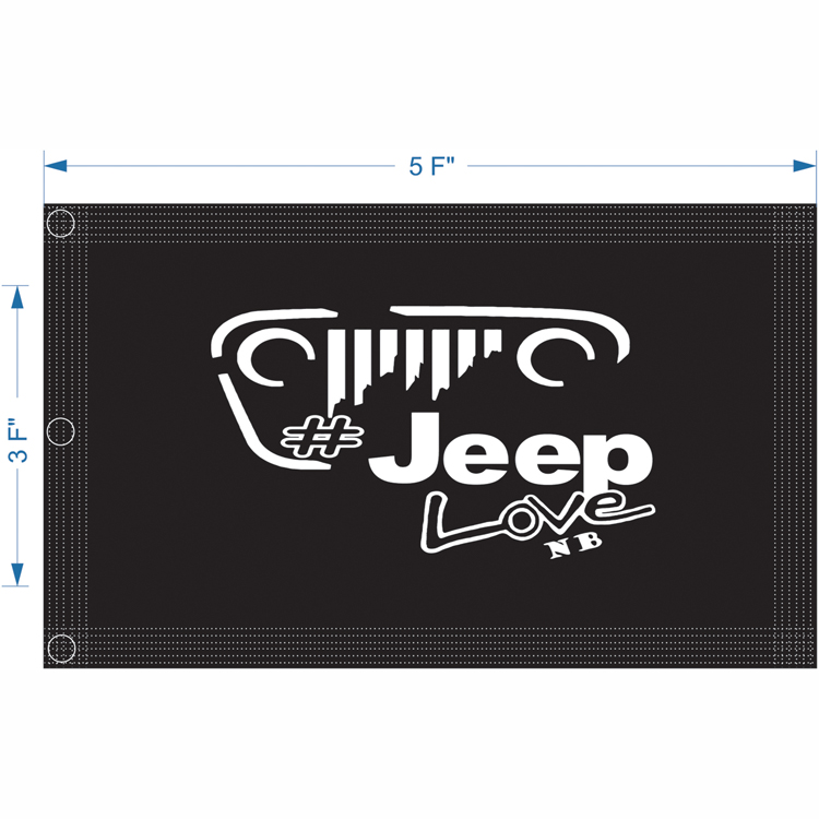 JL63F24A Jeep Love 6Seam/3Grommet Flag