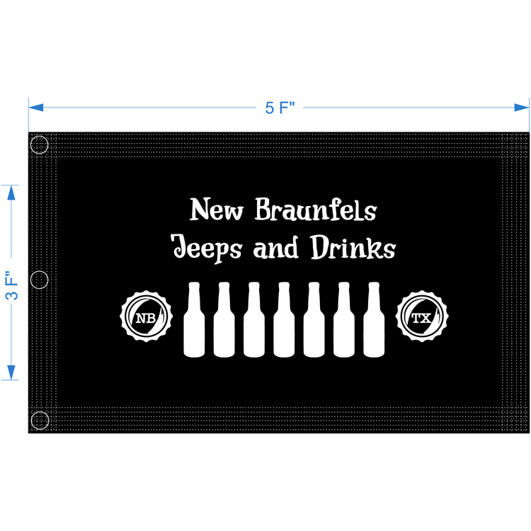 JD63F24A Jeeps Drinks 6Seam/3Grommet Flag